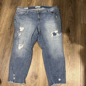 Torrid Light Blue Distressed Cropped Jeans